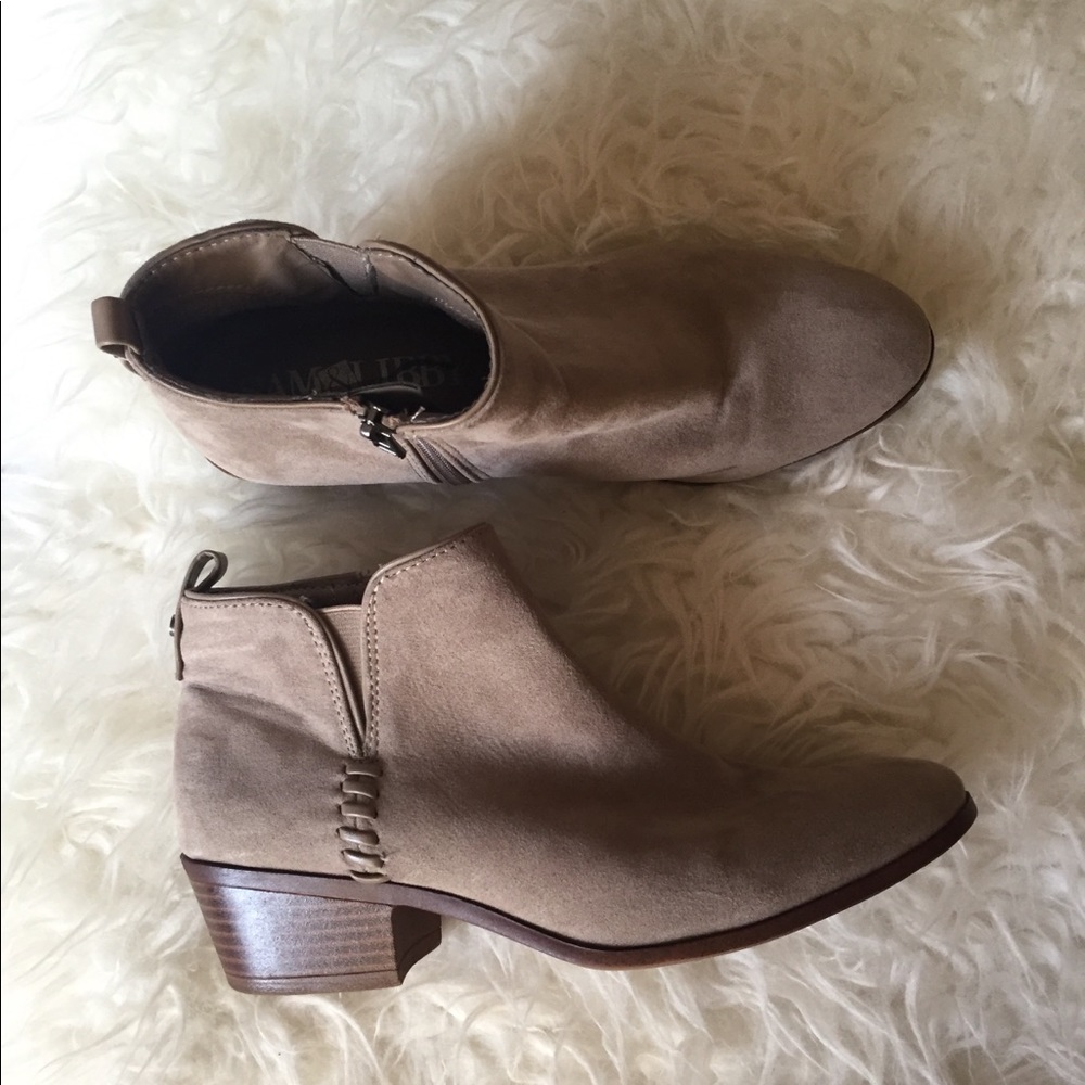 Sam & Libby Brown Faux Suede Booties